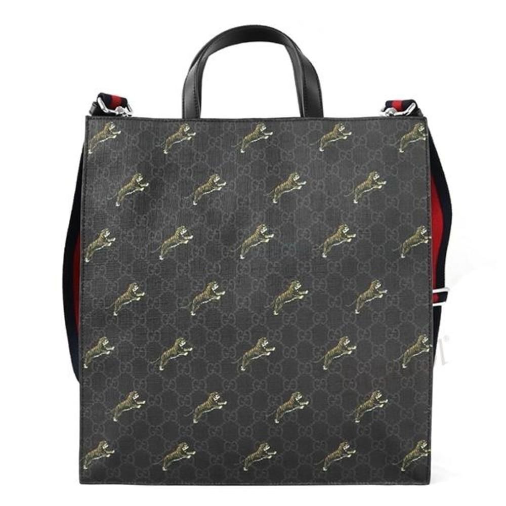 Gucci Tote Bag GG Supreme Tiger 2way Shoulder Bag Black